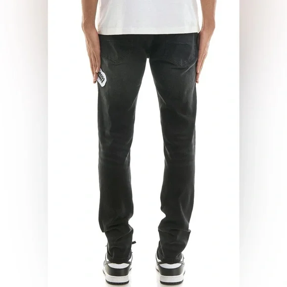 NWT KDNK Men’s Varsity Patched Grunge Jeans in Black/White Size 30